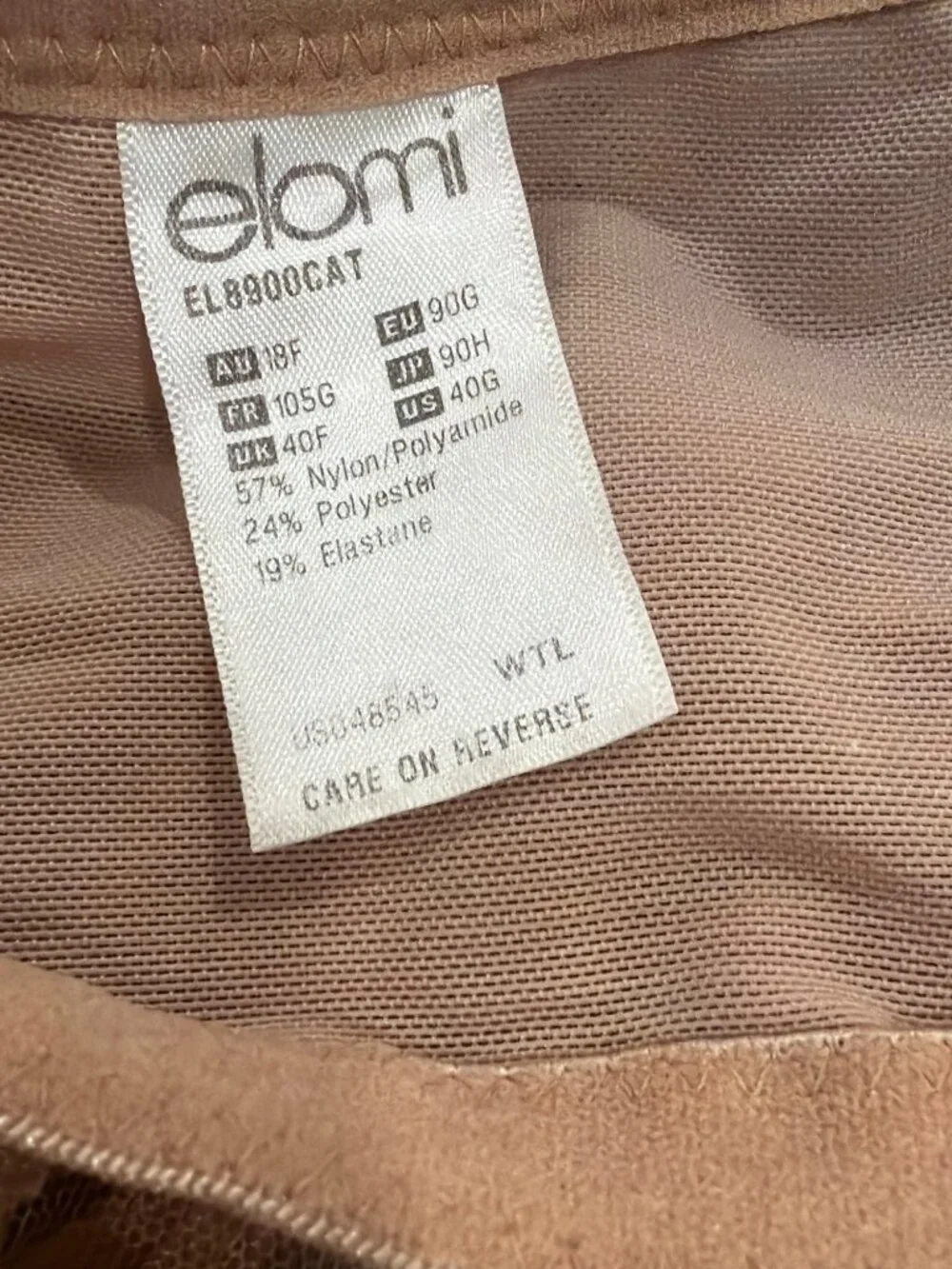 Elomi EL8900 Cafe Au Lait Sheer Underwire Bra With Lace Details US 40G